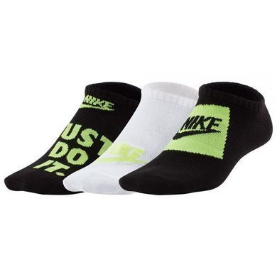 Шкарпетки Nike Y NK EVERYDAY LTWT NS 3PR - HB чорний, білий, зелений Діт 34-38