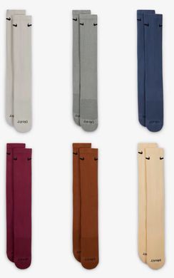 Шкарпетки Nike U NK ED PLS CSH CRW 6PR - 132 білий, сірий, синій, червоний, рожевий Чол 34-38