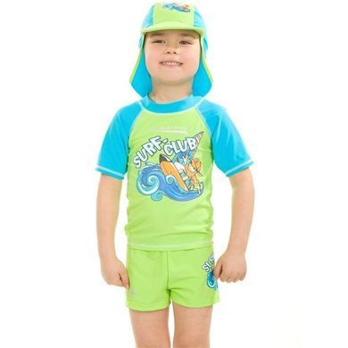 Топ солнцезащитный для парней Aqua Speed ​​SURF-CLUB T-SHIRT 2032 зеленый, голубой Дет 128см