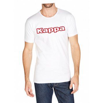 Футболка Kappa T-shirt Mezza Manica Girocollo con stampa logo pet білий Чол