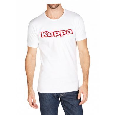 Футболка Kappa T-shirt Mezza Manica Girocollo con stampa logo pet білий Чол