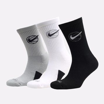 Шкарпетки Nike U NK CREW EVERYDAY BBALL 3PR чорний, білий, сірий Уні 38-42