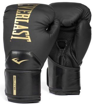 Боксерские перчатки Everlast ELITE 2 BOXING GLOVES черный, золотой Уни 16 унций