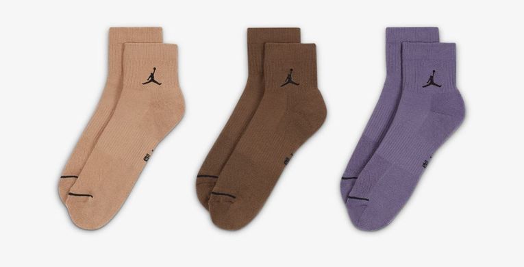 Шкарпетки Nike U J ED CUSH POLY ANKLE 3PR 144 бежевий, коричневий, фіолетовий Уні