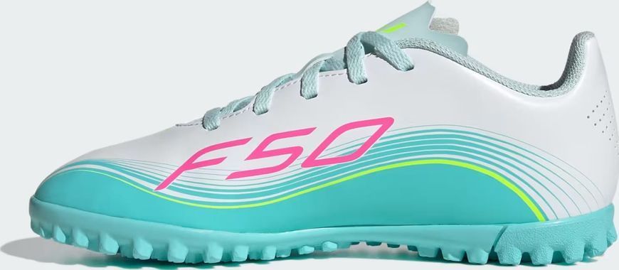 Сороконожки детские Adidas F50 MESSI CLUB TF J белый, бирюзовый, розовый 32 (13.5UK) 19.5 см