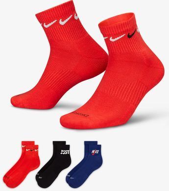Шкарпетки Nike U NK EVERYDAY PLUS CUSH ANKLE чорний, синій, червоний Чол