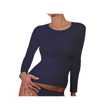 Футболка з довг рукавом T-shirt Manica Lunga Girocollo темно-синій Жін