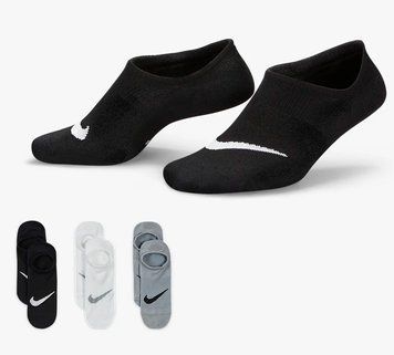 Шкарпетки Nike U NK EVERYDAY PLUS LTWT FOOTIE 3PPK чорний, білий, сірий Жін 34-38