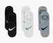 Шкарпетки Nike U NK EVERYDAY PLUS LTWT FOOTIE 3PPK чорний, білий, сірий Жін 34-38