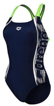 Купальник Arena SWIM PRO BACK GRAPHIC лайм, синий, белый Жен 36