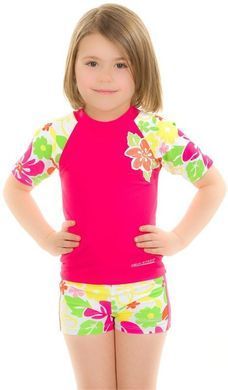 Топ солнцезащитный для девочек Aqua SpeedT-SHIRT FLOWER 2122 розовый, мультиколор Дит 116см