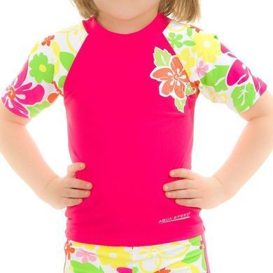 Топ солнцезащитный для девочек Aqua SpeedT-SHIRT FLOWER 2122 розовый, мультиколор Дит 116см