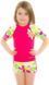 Топ солнцезащитный для девушек Aqua SpeedT-SHIRT FLOWER 2121 розовый, мультиколор Дит 110см